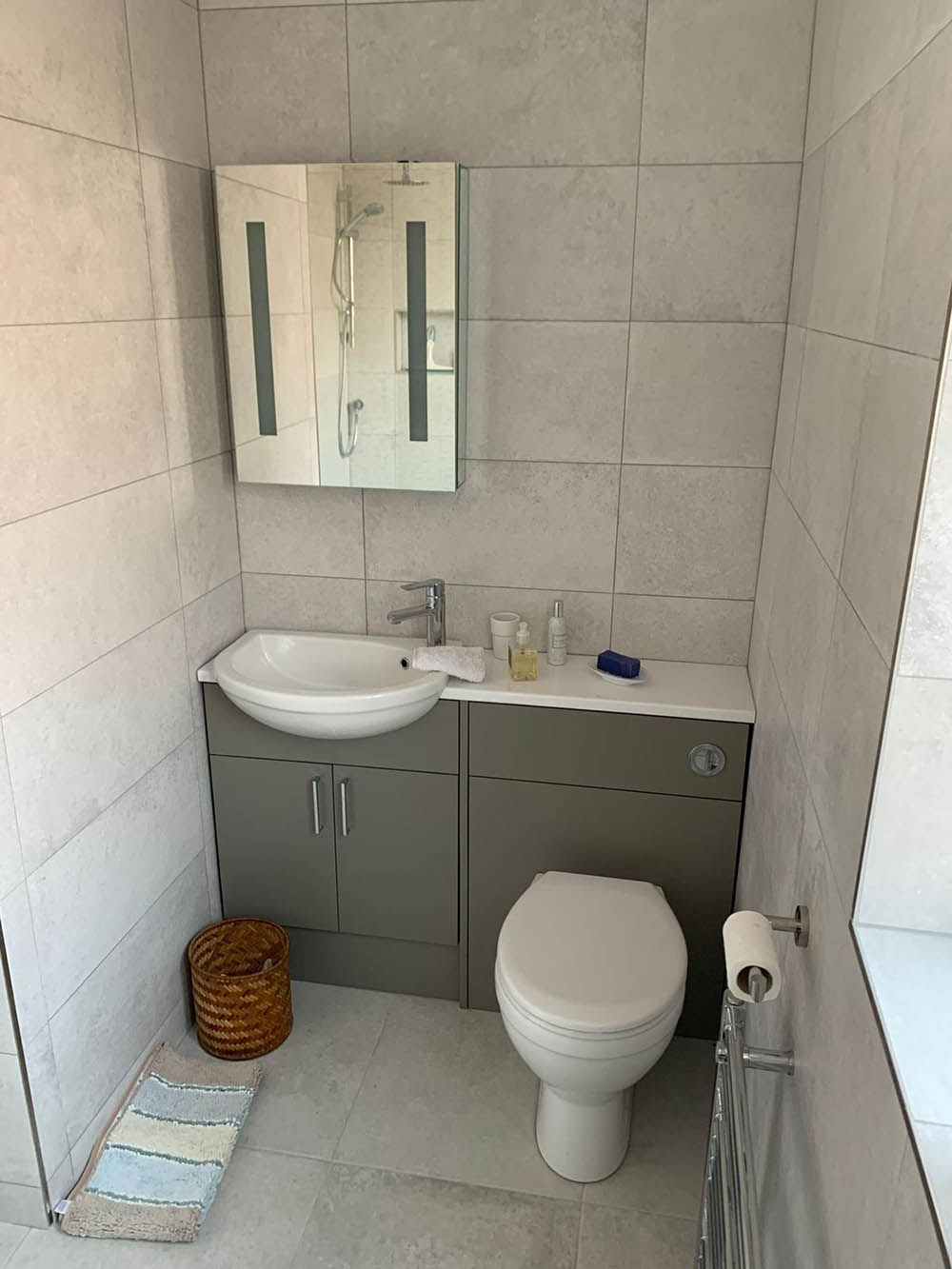 Modern toilet and sink cabinet