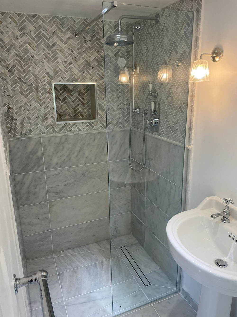 Grey marble shower